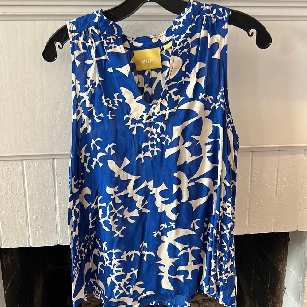 Maeve Anthropologie Bird Print Blouse Size 2